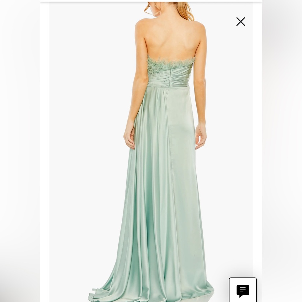 Mac Duggal Mint Green Feathered Strapless Maxi Dress - Picture 3 of 12